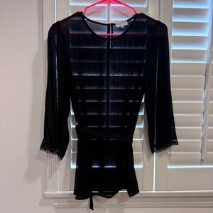 Sheer Navy Long Sleeve Top